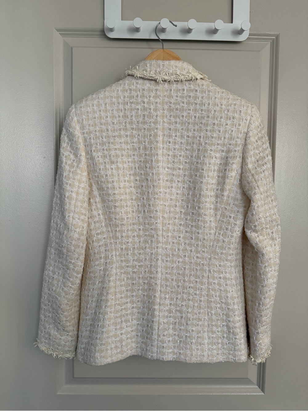 Escada Cream Tweed Fringe-Trim Blazer - Picture 2 of 7